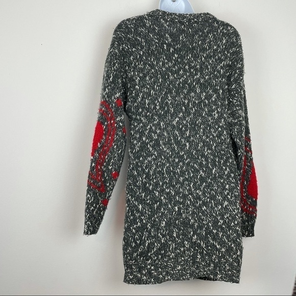 Susann D Red Gray Paisley Knit Sweater Dress Vintage Size Small Wool Blend - Picture 6 of 8